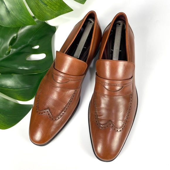 Johnston & Murphy Made in Italy brown leather dress shoes Sz 10.5M 24-0730 - Picture 8 of 14